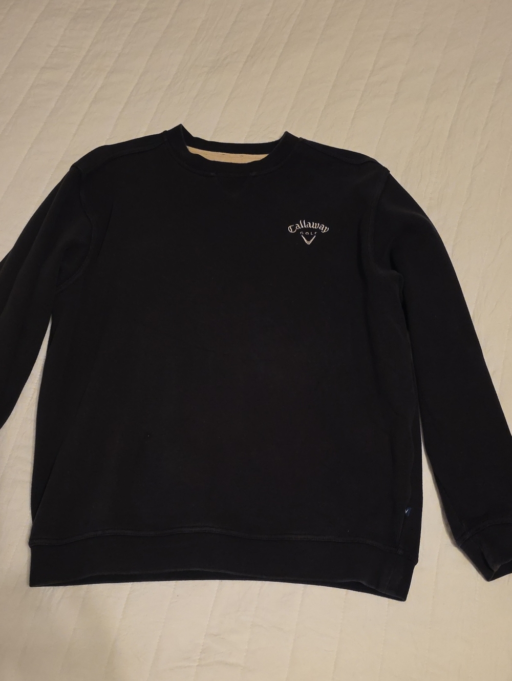 Callaway Black Crewneck Pullover with Embroidered Logo